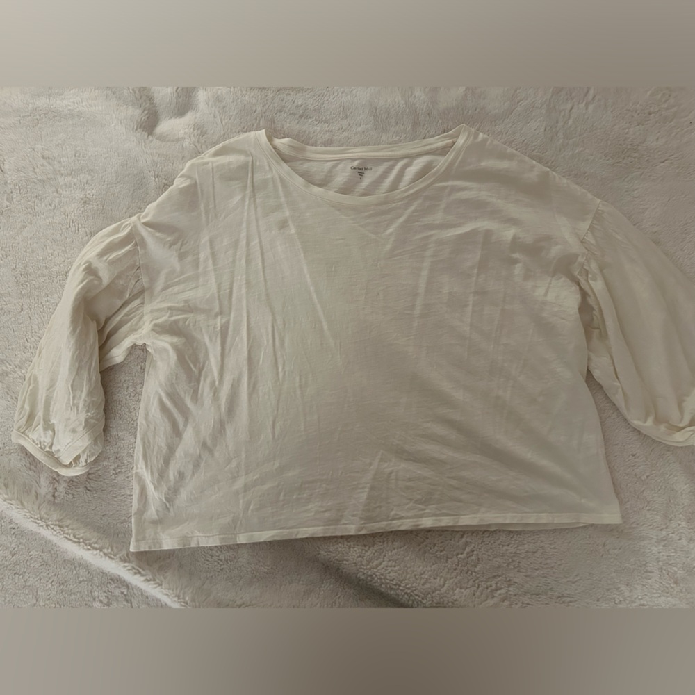 Garnet Hill Cream Short Sleeve Top